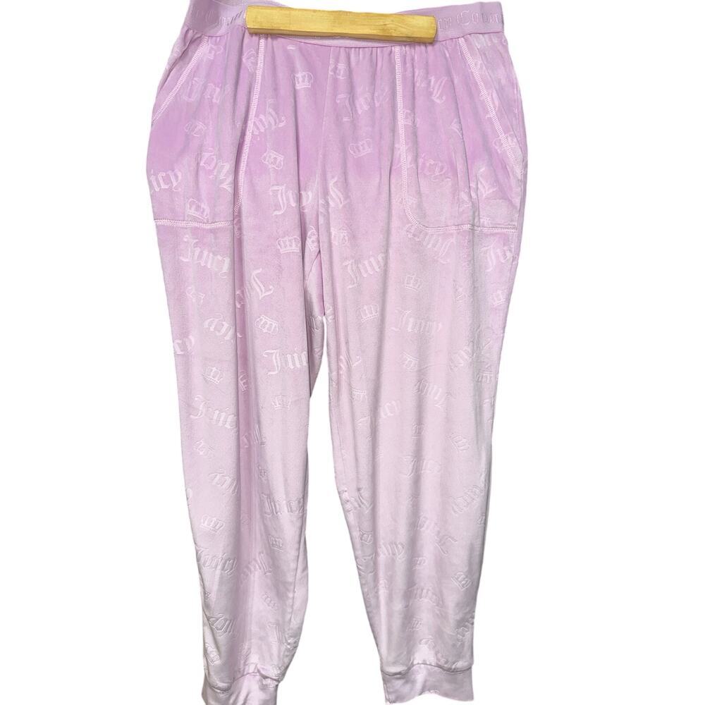 Juicy Couture Velvet Lounge Pants Joggers Lavendar embossed with logo Medium Y2K